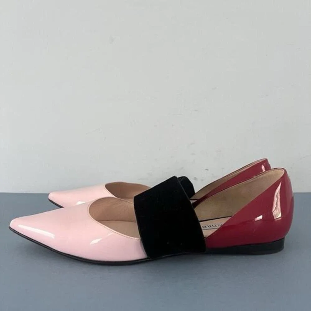 Andrea Gomez Dakota Pink Leather Pointed Toe Ballerina Flats